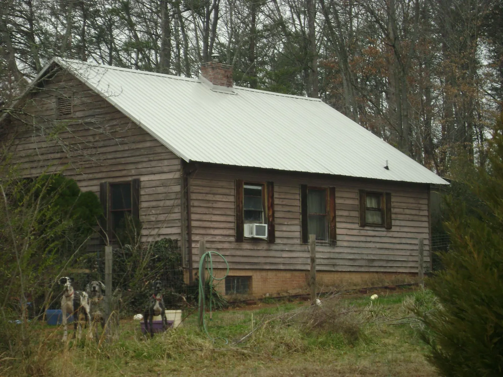 White metal roof on an old wood sided farmhouse, from a Asphalt Shingle Roof Repair job in Parkers Lake